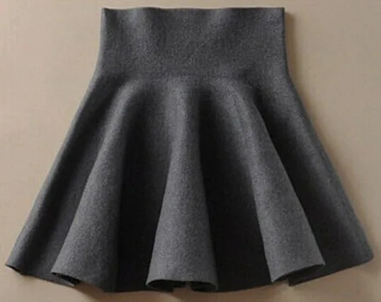 Korean Knitted Skirt High Waist Flare Pleated Casual All-Matching Women Elastic Stretchable Skirt