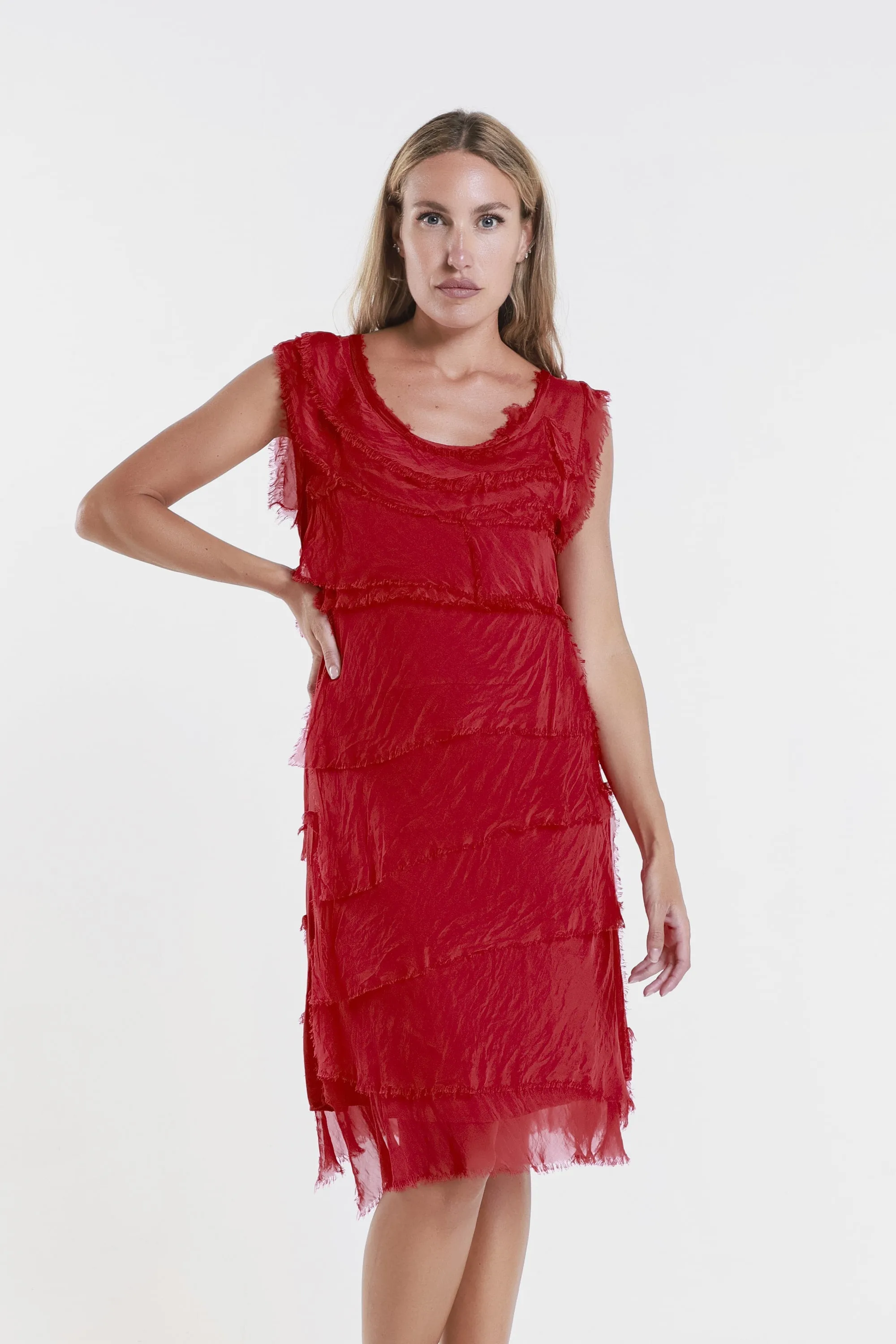 Mariana Silk Ruffle Dress (DT202)