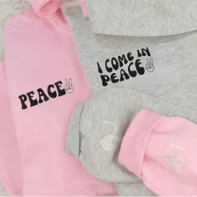 Matching Couple Hoodies -  "I Come in Peace" Custom Embroidered Sweatshirts For Couples