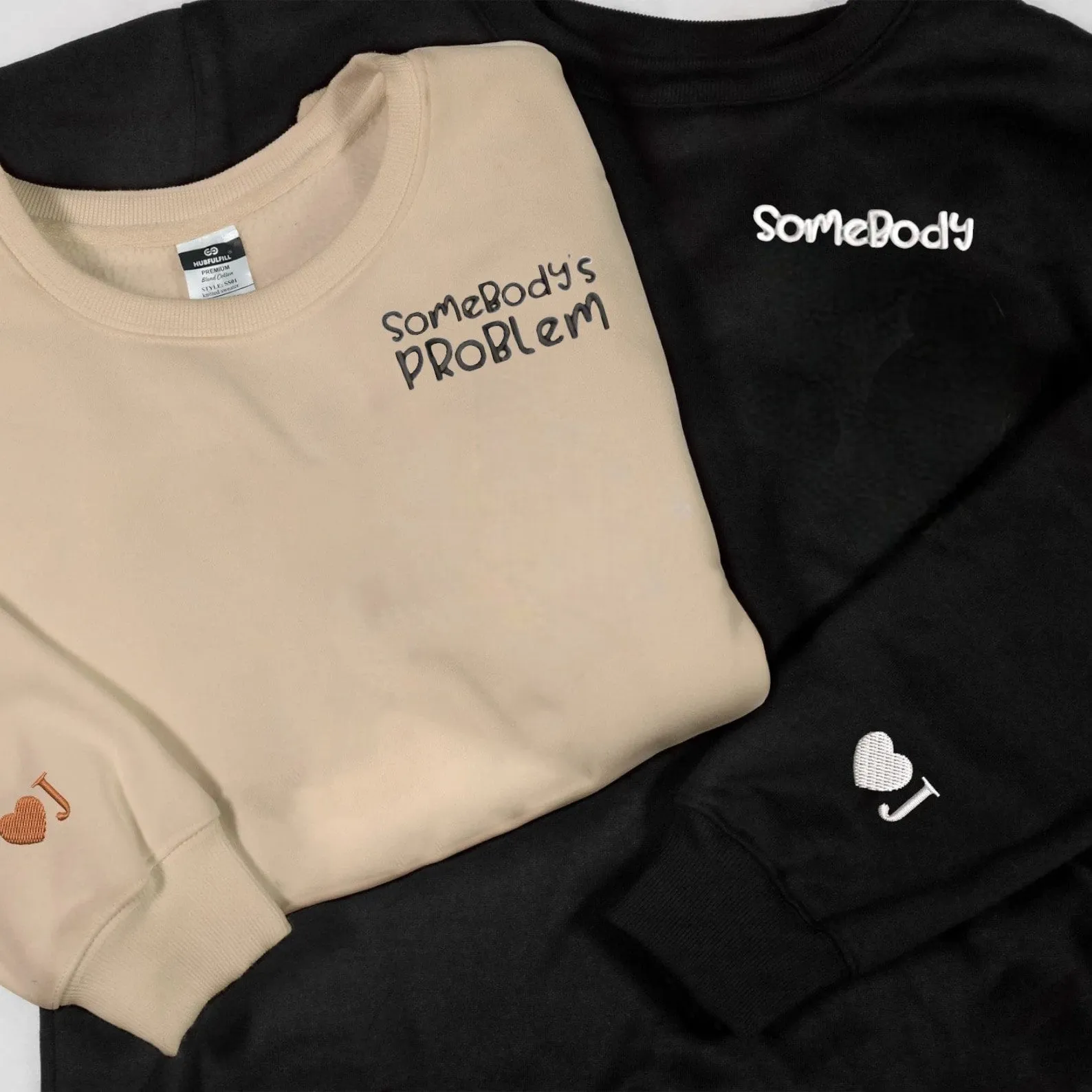 Matching Couple Hoodies - "Somebody's Problem" Custom Embroidered Sweatshirts For Couples