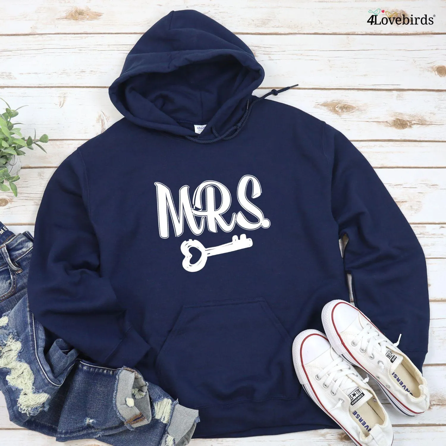 Matching Set: Lock & Key Hoodie, Mr. & Mrs. Shirt, Marriage Tshirt, Honeymoon Sweatshirt, Gift for Couple, Cute Married Couple Top