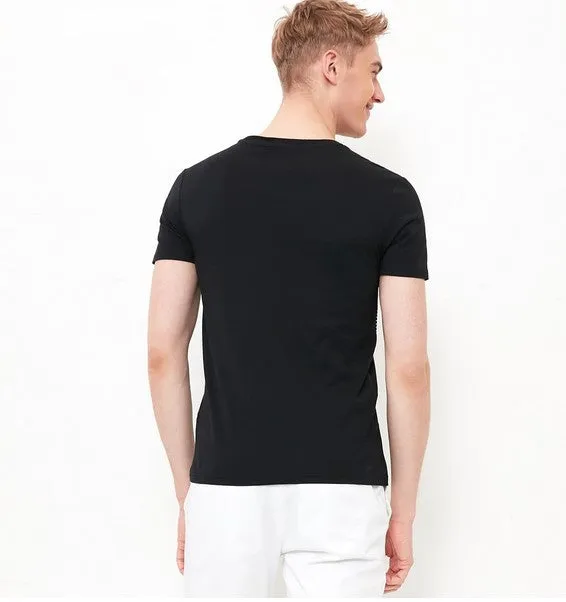 Men's Summer Cotton Short-Sleeved T-Shirt With Irregular Line Printing