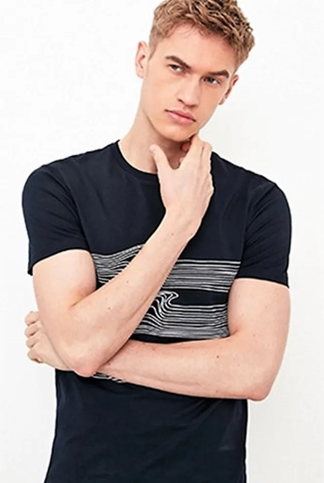 Men's Summer Cotton Short-Sleeved T-Shirt With Irregular Line Printing