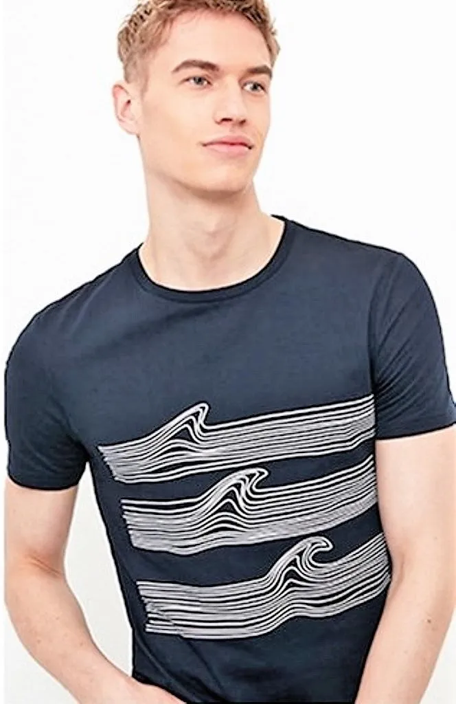 Men's Summer Cotton Short-Sleeved T-Shirt With Irregular Line Printing