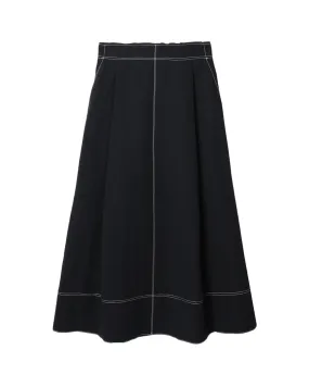 MIHOKO SAITO Contrast Stitch Cotton Linen Skirt