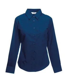 Navy - Ladyfit poplin long sleeve shirt