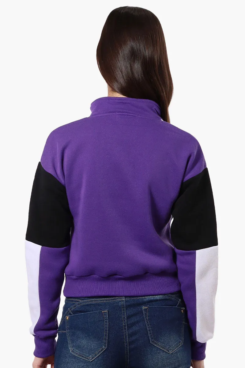 New Look Colour Block 1/4 Zip Sweatshirt - Purple