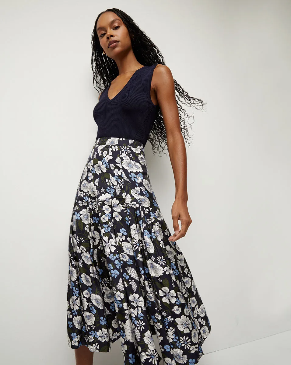 Norris Floral Pleated Midi Skirt