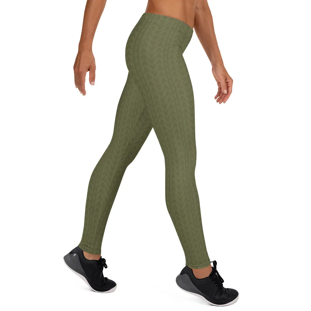 Olive Green Low Waist Leggings