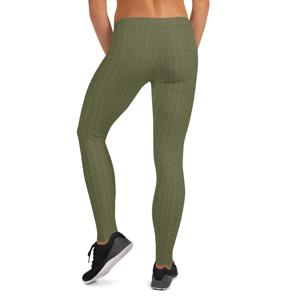 Olive Green Low Waist Leggings