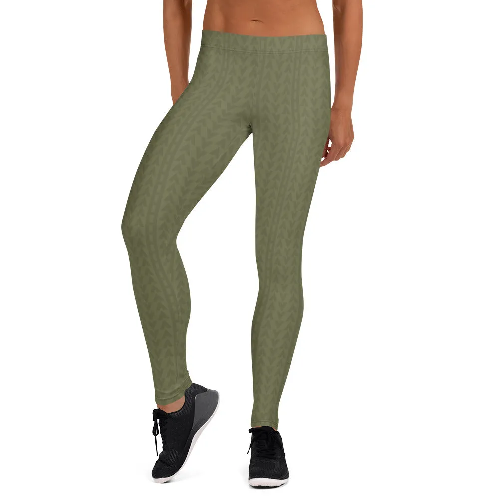 Olive Green Low Waist Leggings