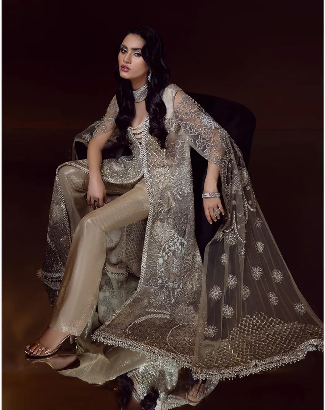 Pakistani Wedding Dress in Embellished Jacket Style