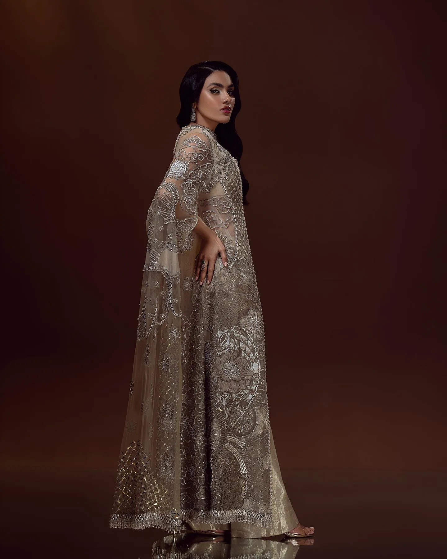 Pakistani Wedding Dress in Embellished Jacket Style