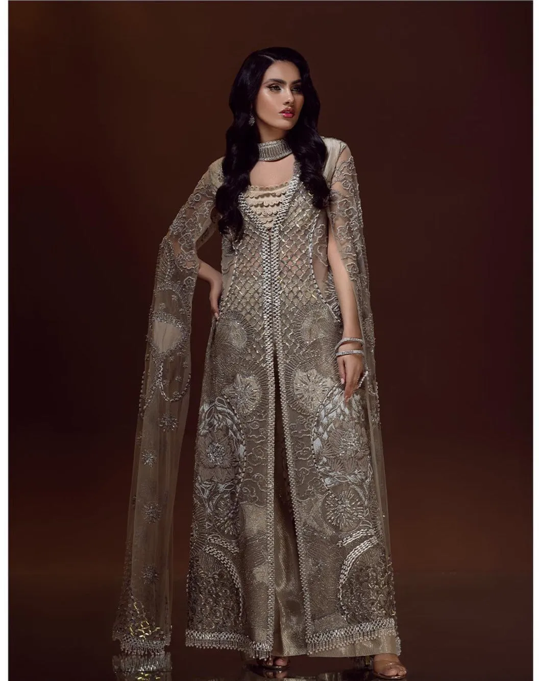 Pakistani Wedding Dress in Embellished Jacket Style