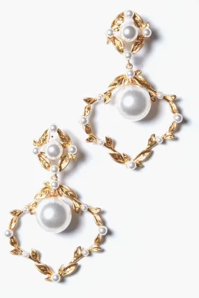 Pearl and Gold Laurelle Earrings