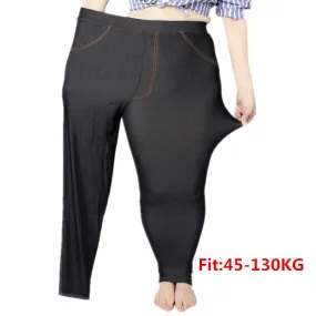 Plus Size Faux Stretchable Skinny Denim Jean Leggings