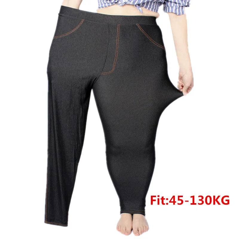 Plus Size Faux Stretchable Skinny Denim Jean Leggings