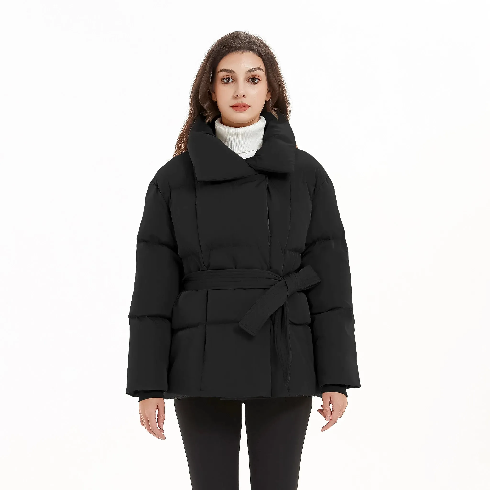 Puffer Tie Waist Fashion Jackets