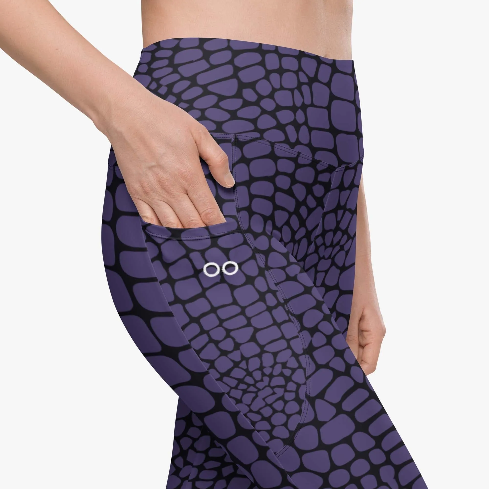 Recycled Animal Printed Leggings "CrocoZebra" Purple with Pockets