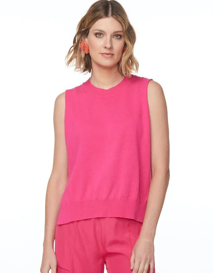 Side Button Vest Flamingo