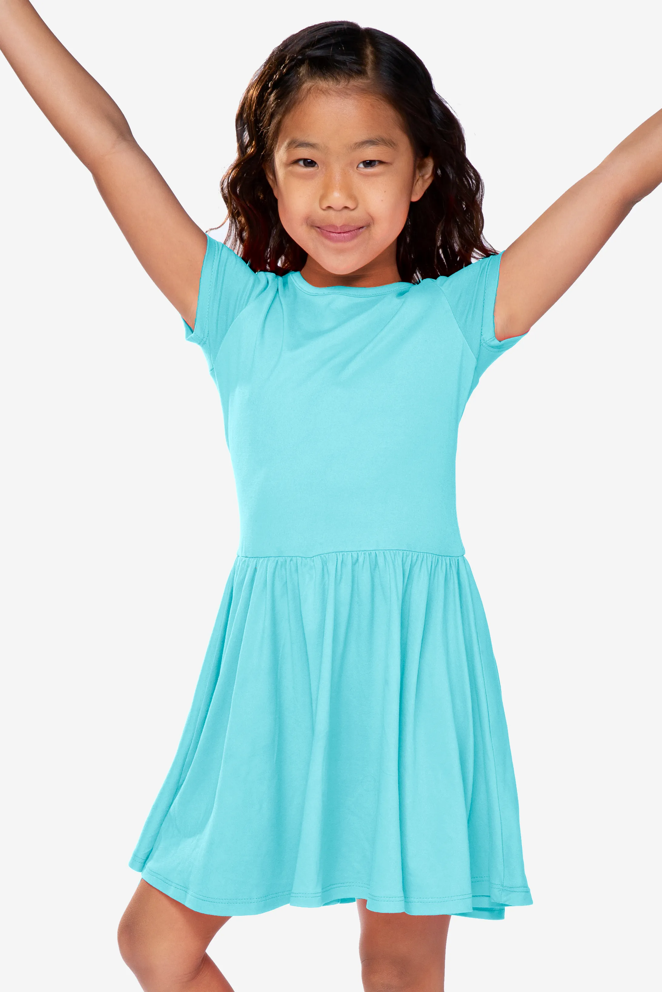 Simply Soft Short Sleeve Be Happy Dress - Tropical Aqua