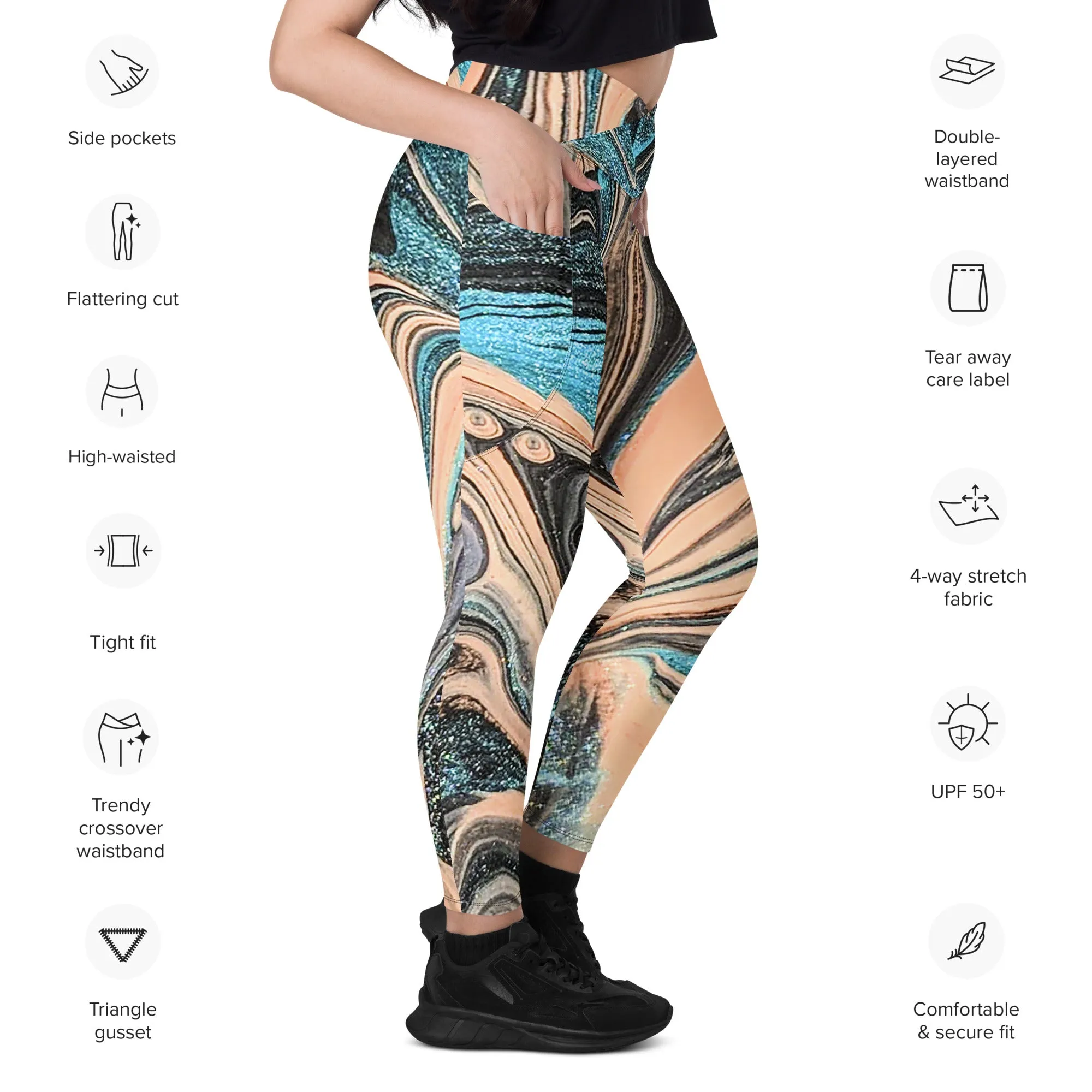 Snooty Fox Art Crossover Leggings with Pockets - Romero Design II