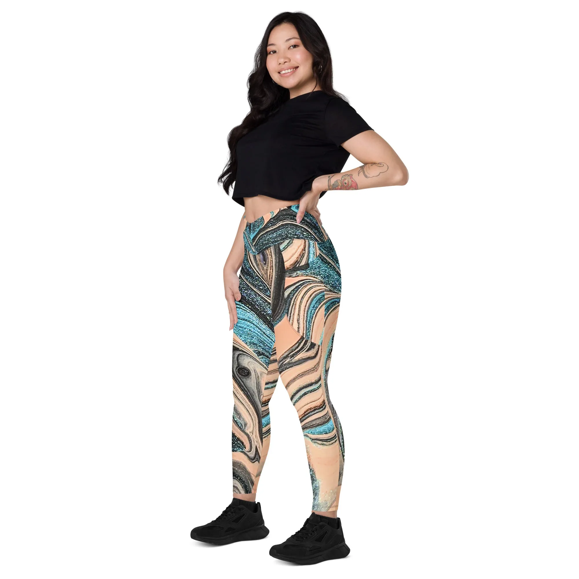 Snooty Fox Art Crossover Leggings with Pockets - Romero Design II