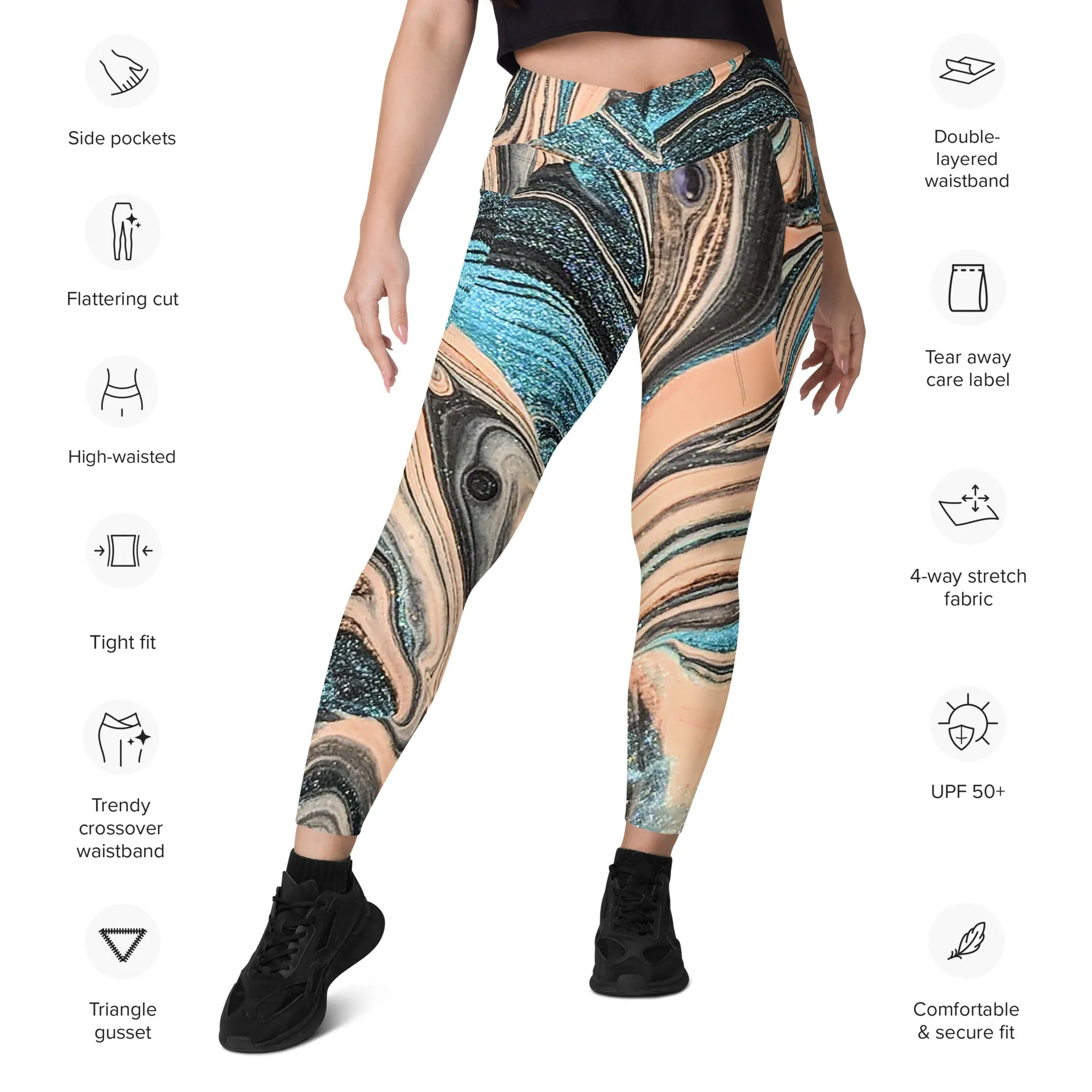 Snooty Fox Art Crossover Leggings with Pockets - Romero Design II