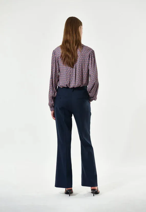 Stretch Viscose Crepe Blouse in Ducale Navy pattern