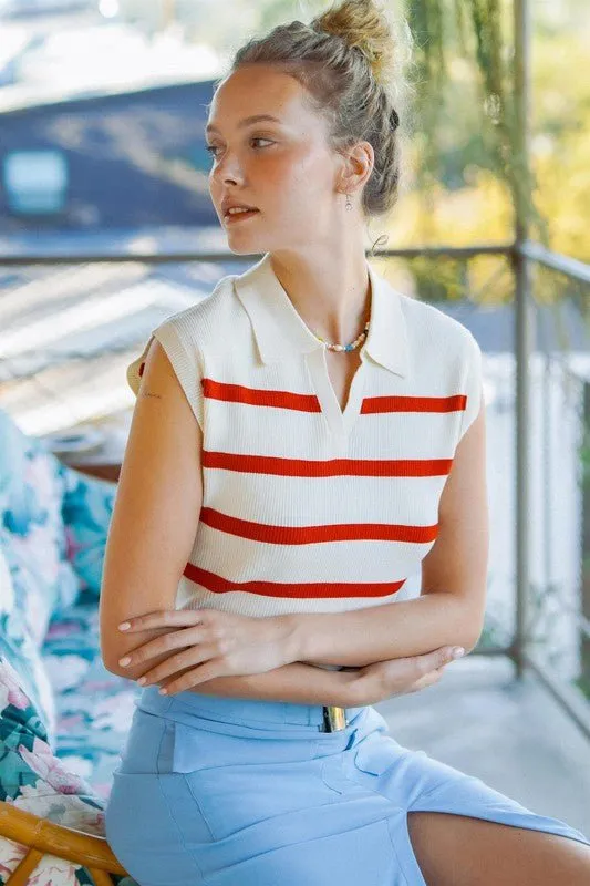 Striped Polo Top