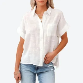 Trendy Casual Button-Up Blouse Shirts