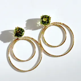 Versatile 4 Carat Peridot Stud Earrings Designed with 14k Gold Round Earring Jackets