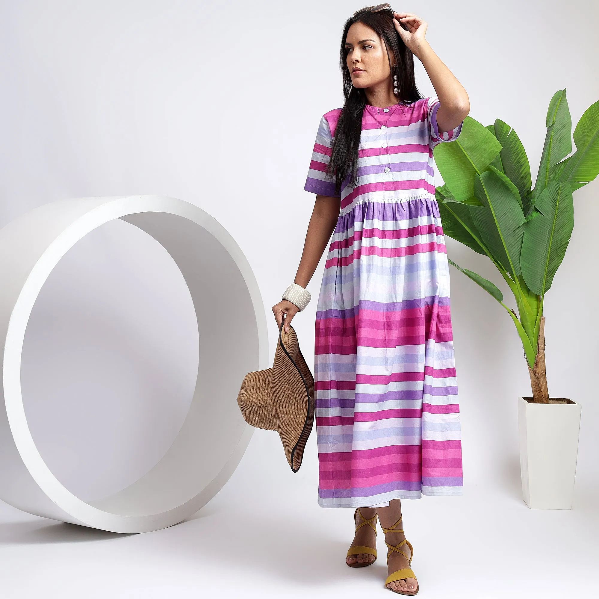 Versatile Pink Cotton Midi Dresses for Women - Soft & Stylish