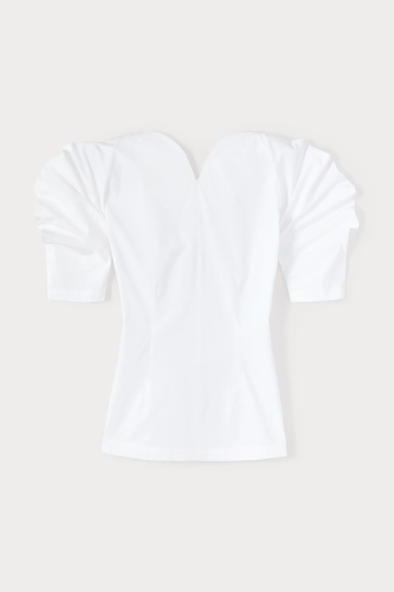 White Popelin Top with Puff Sleeves