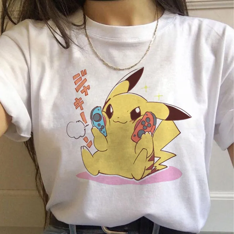 White Printed T-Shirt Set-2 Pokemon (Variants Available)