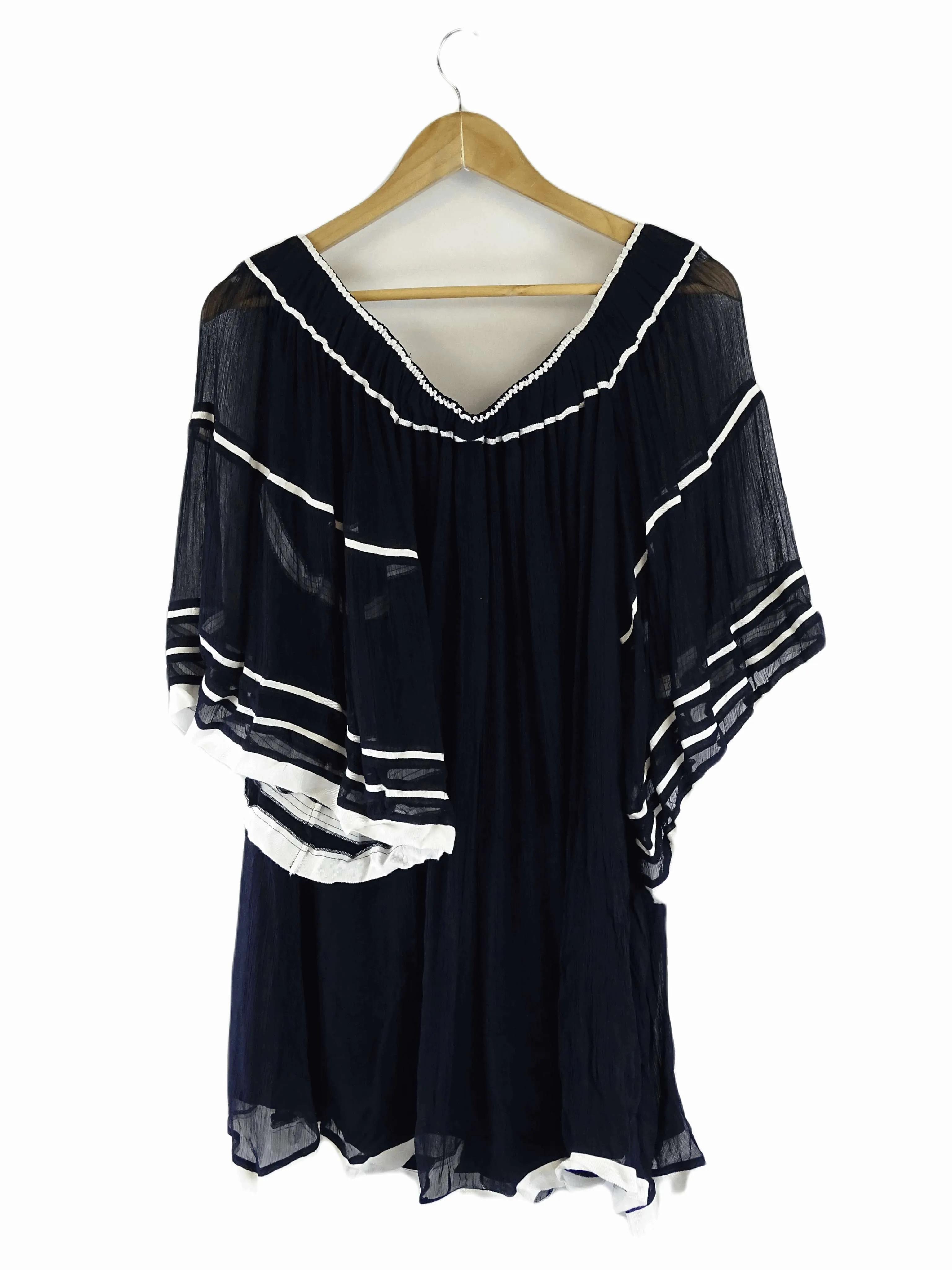 Witchery Navy and White Off the Shoulder Top 10