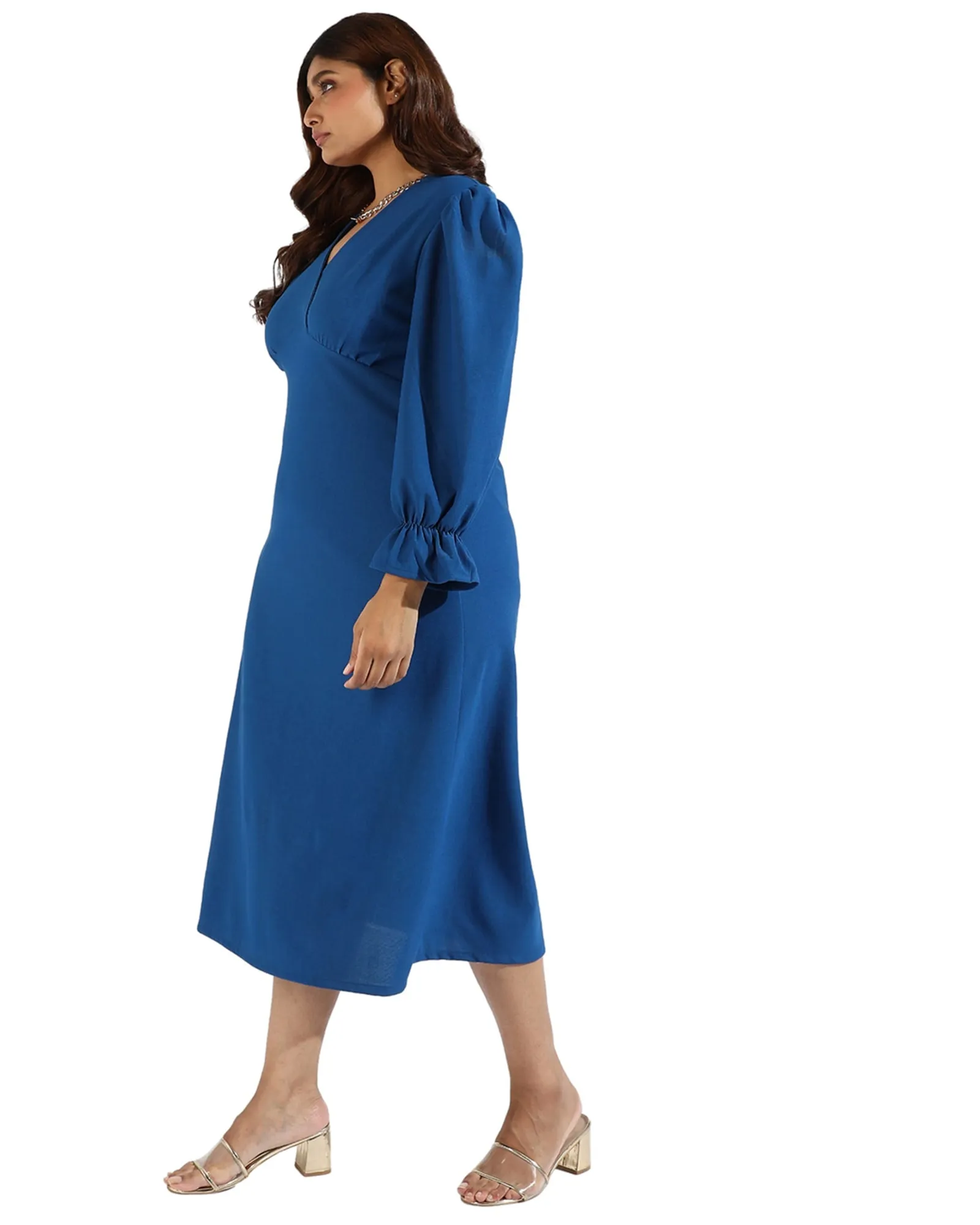 Women Solid Stylish Back Dresses | Royal Blue