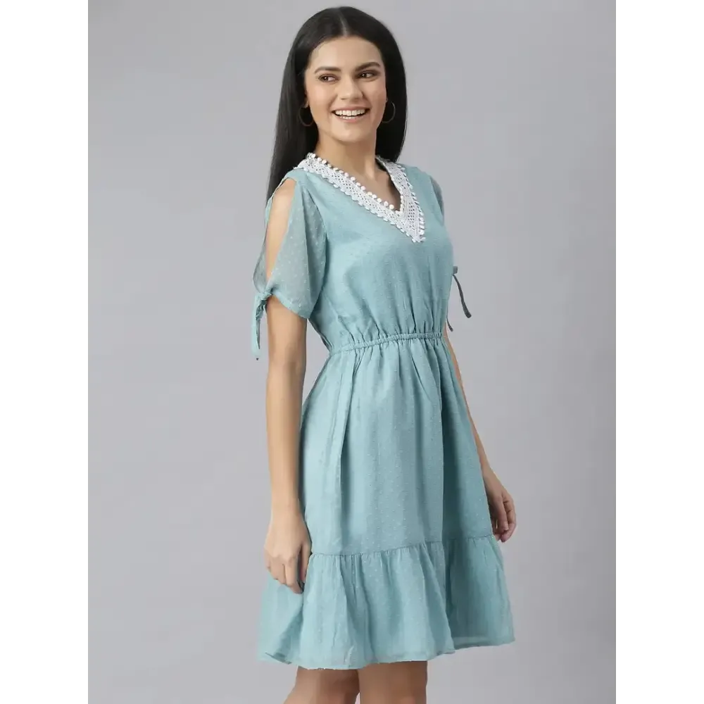 Women Stylish Polyester Fit and Flare Dress