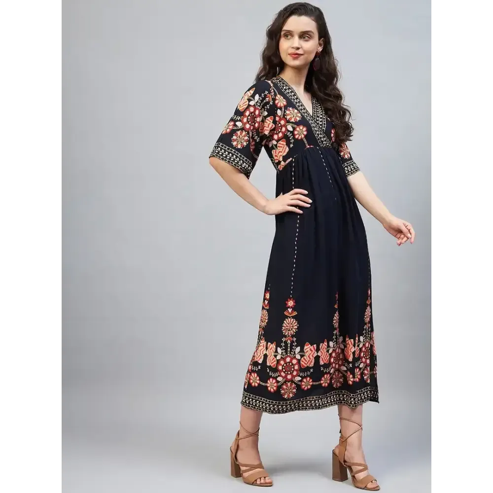 Women Stylish Viscose Rayon Maxi Dress